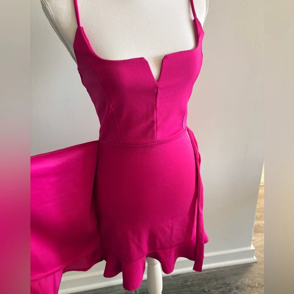 Lulu's Fuchsia Ruffle Mini Dress - Picture 10 of 10